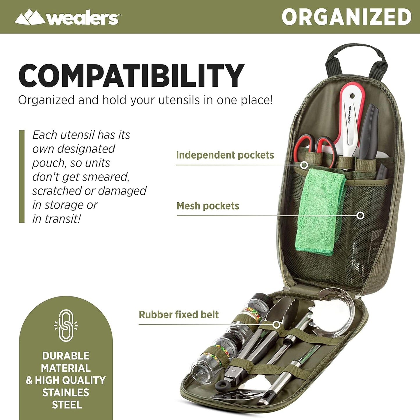 Portable Camp Kitchen Utensil Set - Compact BBQ Accessories & Travel Organizer for Hiking & Backpacking