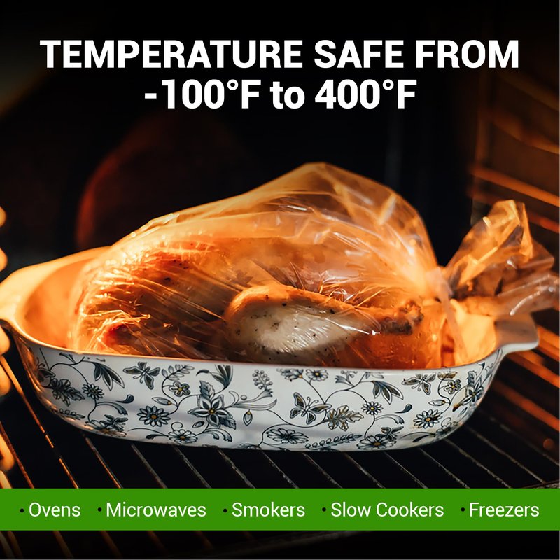 Buddy Bags Co Oven Bags for Roasting | Turkey Size (19" x 24.5") | 10-Pack Heavy-Duty, Oven-Safe Turkey Bags | BPA-Free, Heat-Resistant, Made in USA