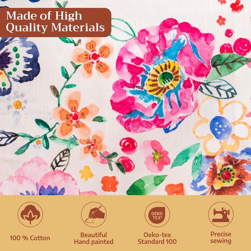 Maison d' Hermine Table Cloth Square Table 100% Cotton 54 x 54 Inches Tablecloth Reusable Decorative for Dining Kitchen Farmhouse Home Gifts for Mothers Day Spring Summer- Happy Florals -High Summer