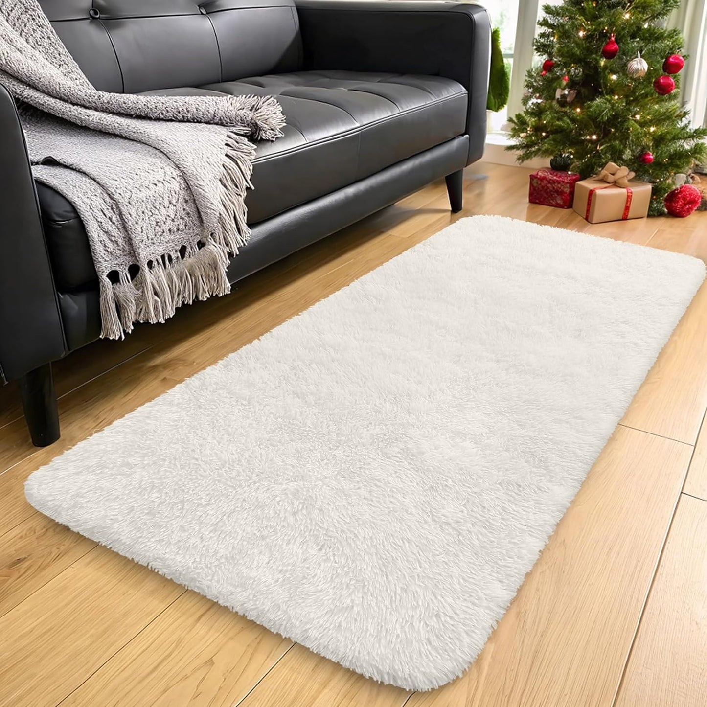 OLANLY Runner Rugs - Soft, Machine Washable Shaggy Design for Hallway & Bedroom | Ivory 2x12 ft