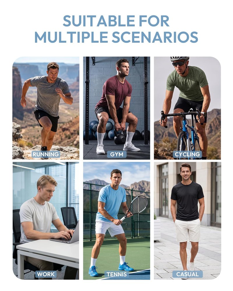 MCPORO Workout Shirts for Men Short Sleeve Quick Dry Athletic Gym Active T Shirt Moisture Wicking 2 Pack Dark Grey, Light Grey 3X-Large