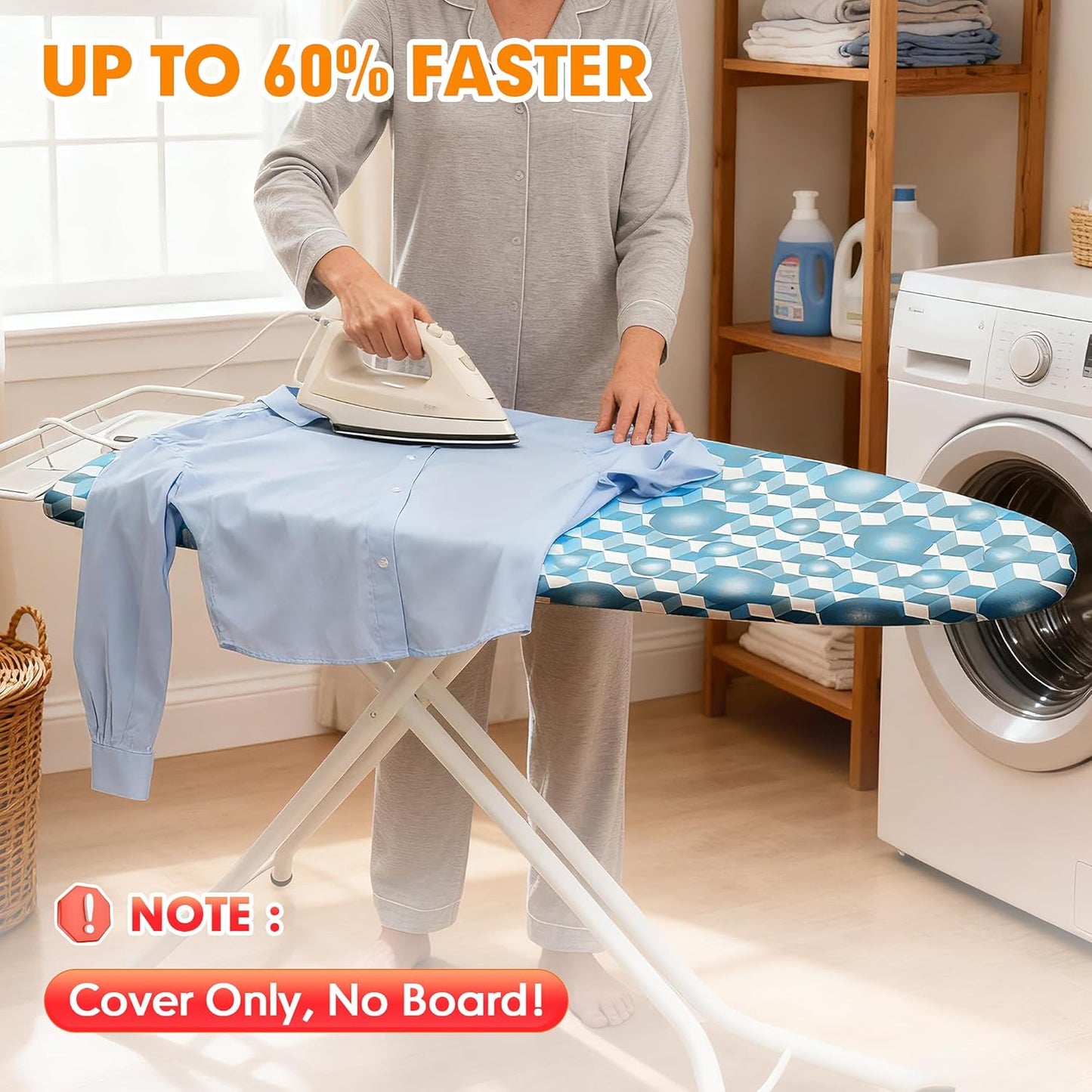 Skiennix Ironing Board Cover - Extra Wide 18x49 Thick Padding | Scorch & Stain Resistant, Berry Blue