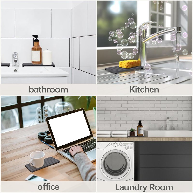 NiuYichee 2 PCS Water Absorbent diatomite Coasters, 10.2" x 4" Water Absorbing Stone Tray for Sink, Stone Drying mat for Kitchen Counter, Stone soap Tray Used for Hand Soaps & toiletries & Plants