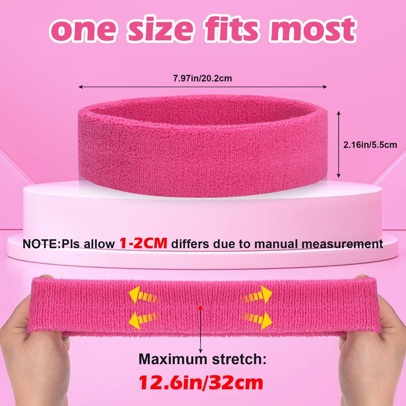 ONUPGO 4 Pack Sweatbands Sports Headbands for Men & Women, Cotton Headband Terry Cloth Sweatband for Tennis,Basketball,Football,Gym,Working Out - Moisture Wicking Elasticity