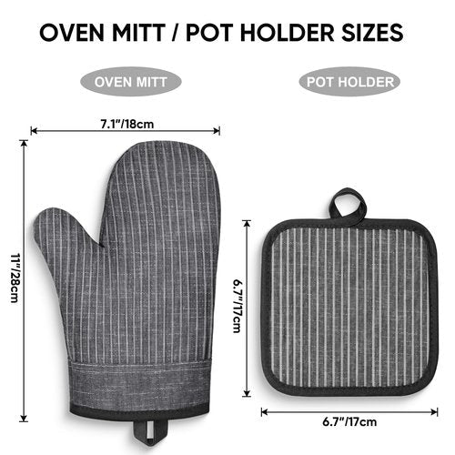 CUSIRA Oven Mitts and Pot Holders, Silicone Oven Gloves, 500 F Heat Resistant Oven Mitts Sets, Non-Slip Silicone Textured Grip, Darkgray