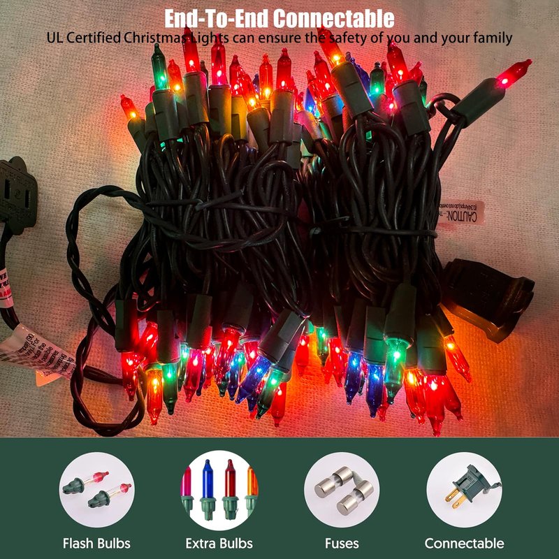 Christmas Lights 100 Count Clear Christmas Tree String Lights with White Wire for Outdoor Indoor Christmas Decorations Wedding Decorations Valentines Day Decor,UL Certified (21feet)