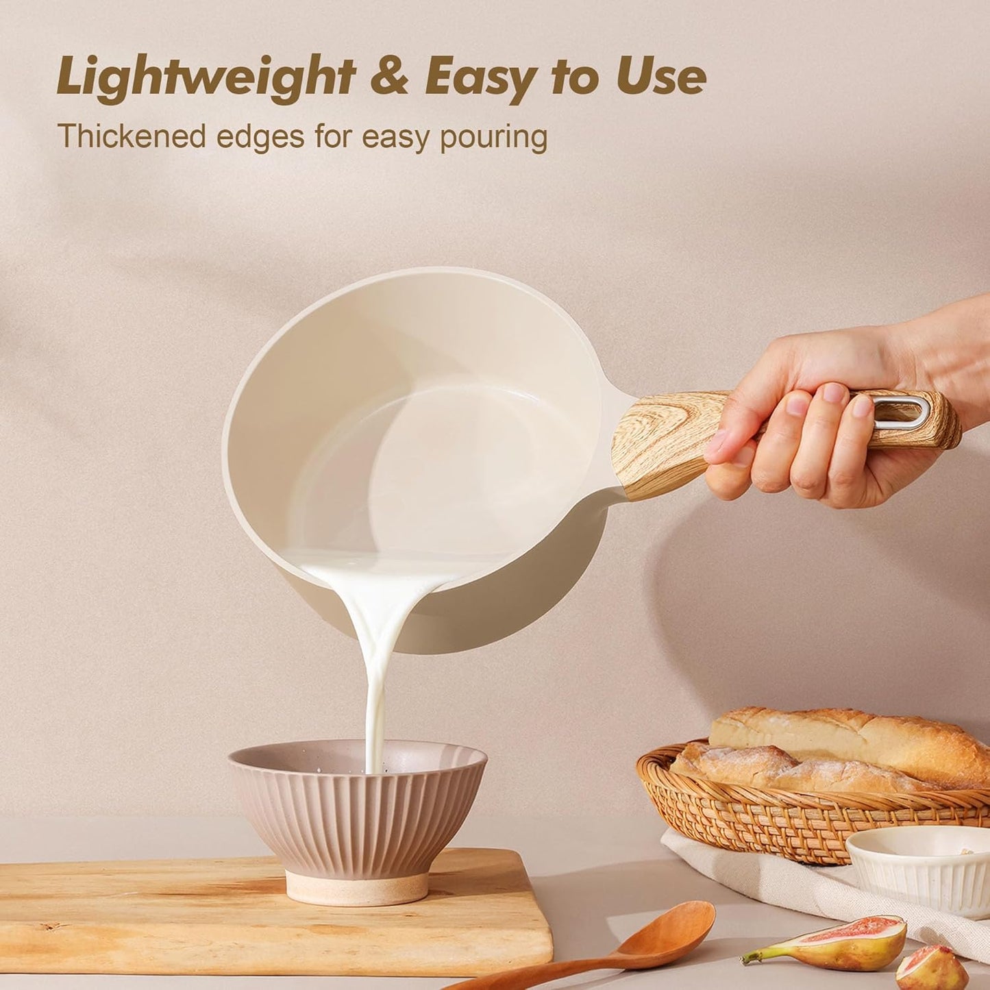 SENSARTE Nonstick Ceramic Sauce Pan - 1.5 Quart Cooking Pot with Lid & Stay Cool Handle | PFOA Free