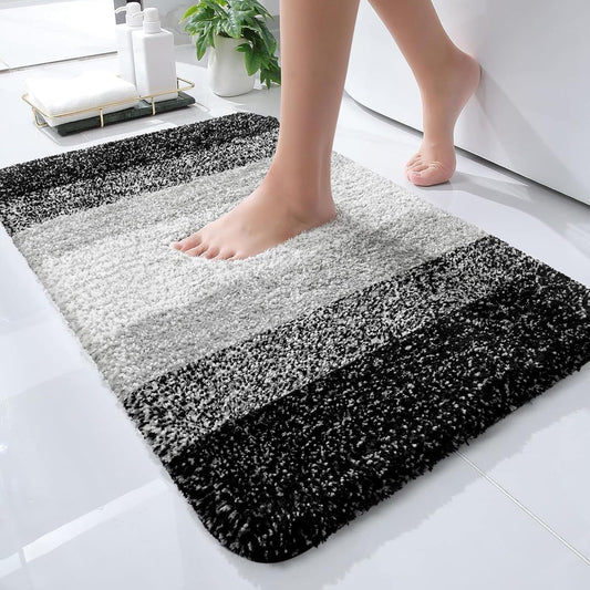 OLANLY Bathroom Rugs - Extra Soft Absorbent Microfiber Mat | Quick Dry, Machine Washable, 24x16, Black