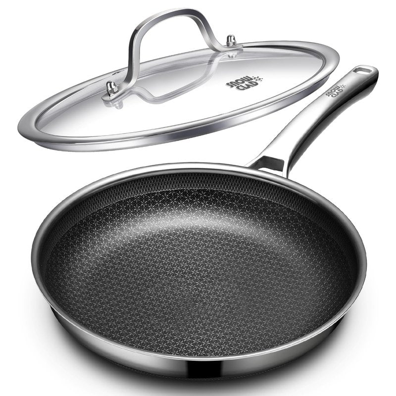 OATOFP Non Stick Frying Pans 12 inch, Hybrid Frying Skillets Nonstick with Lid,non stick Stainless Steel Pans, Dishwasher and Oven-Safe Chef Pan, Induction Compatible Cooking Pan, PFOA Free Cookware