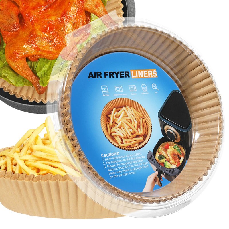 Somoga Thick Air Fryer Paper Liners Disposable Parchment Paper Non-Stick 100PCS Fit 3-5QT Air Fryer Liners Air Roasting Microwave Basket Oil-proof Resistant Baking Parchment Paper(Round, 6.5inch)