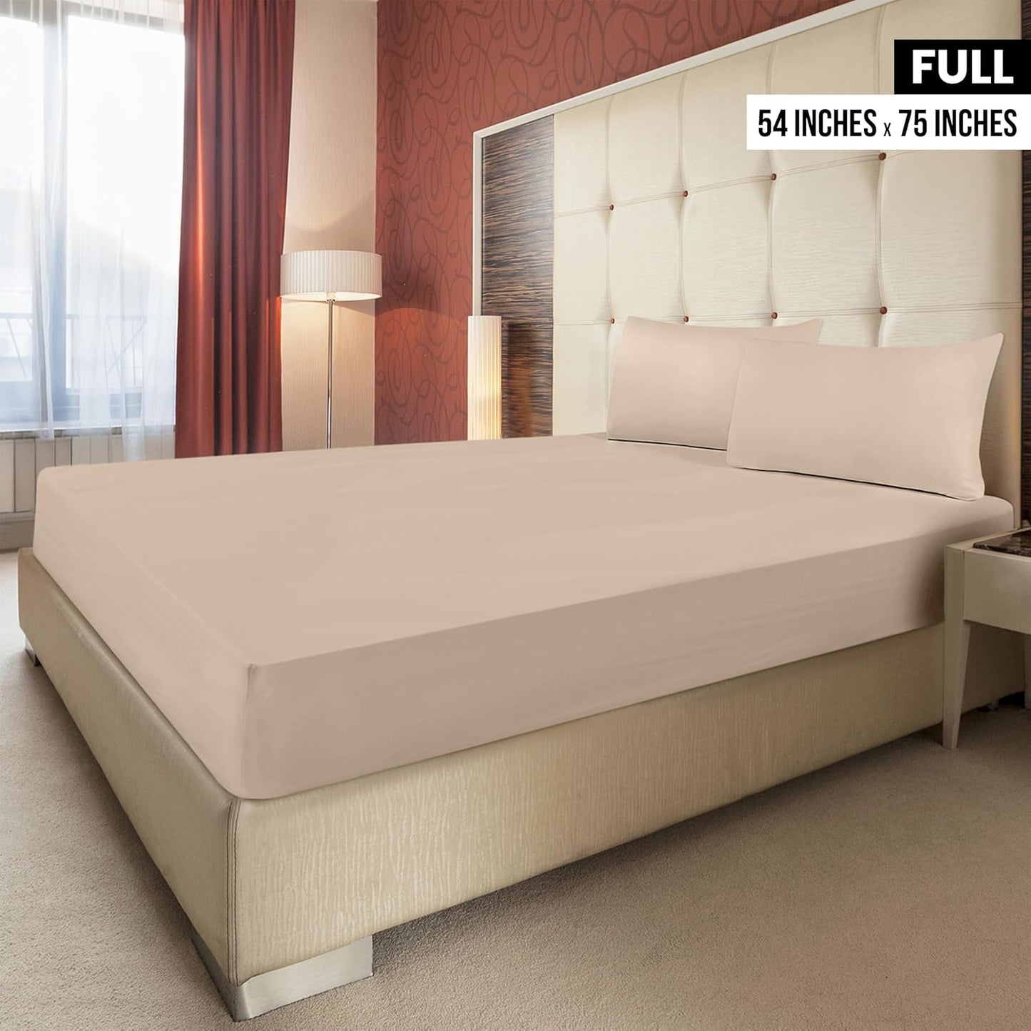 Utopia Bedding Fitted Sheet Set - Soft Brushed Microfiber with Deep Pockets - Easy Care (Full, Beige)