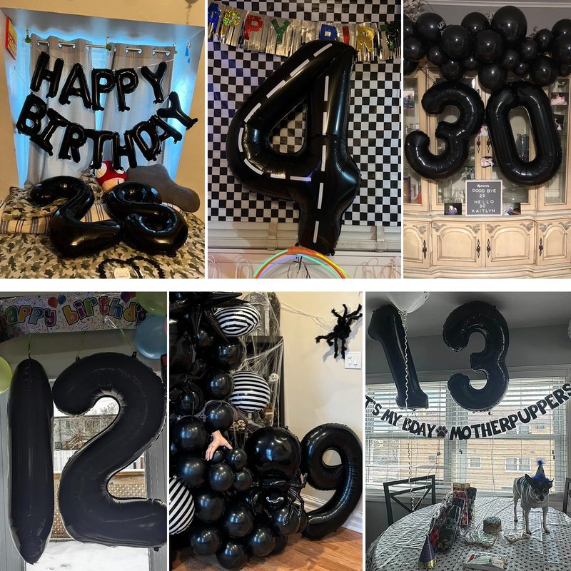 Smlpuame 40 inch Number Balloon 0-9 Black Large Number 19 Balloons,Digital Balloons for Birthday Party Celebration Decorations Supplies, Helium Foil Number Balloons for Wedding Anniversary