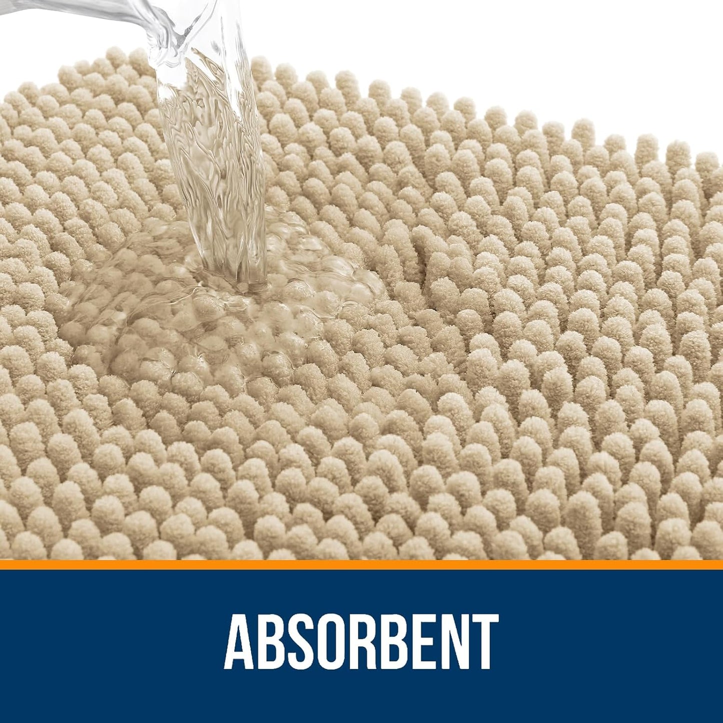 OLANLY Bathroom Runner Rugs - Extra Soft Chenille Bath Mats | Quick Dry, Machine Washable, 47x17, Beige