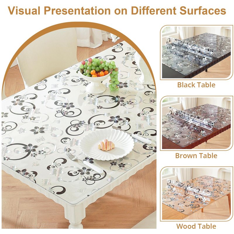 LovePads Floral Clear Table Cover Protector - 40 x 80 Inch Thick Plastic Table Cloth, Waterproof PVC Desk Mat for Dining Room Table, Wood Furniture Topper, Anti-Scratch Desk Pad for Kids Writing,