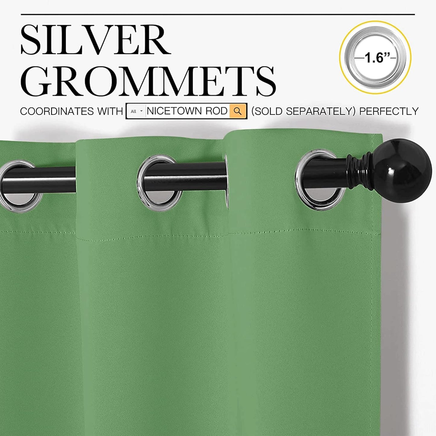 NICETOWN Blackout Curtains - Forest Green Thermal Insulated Drapes | 84 Inches Long, 2 Panels, 42 Inches Wide
