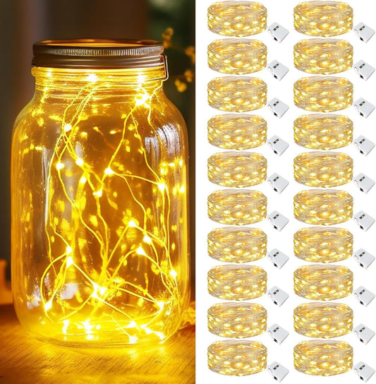 Kolpop 20 Pack LED Fairy Lights - Battery Operated Mini Twinkle String Lights | Waterproof Warm White for Christmas & Parties