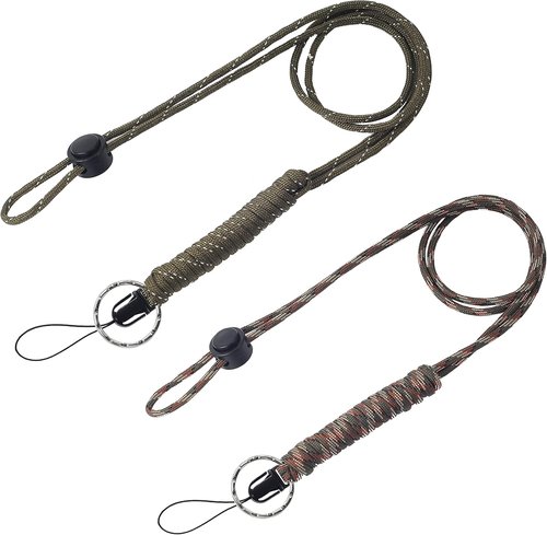 25-Inch Paracord Survival Lanyard - 2 Pack with Clip & Split Ring for Keys & ID Holders