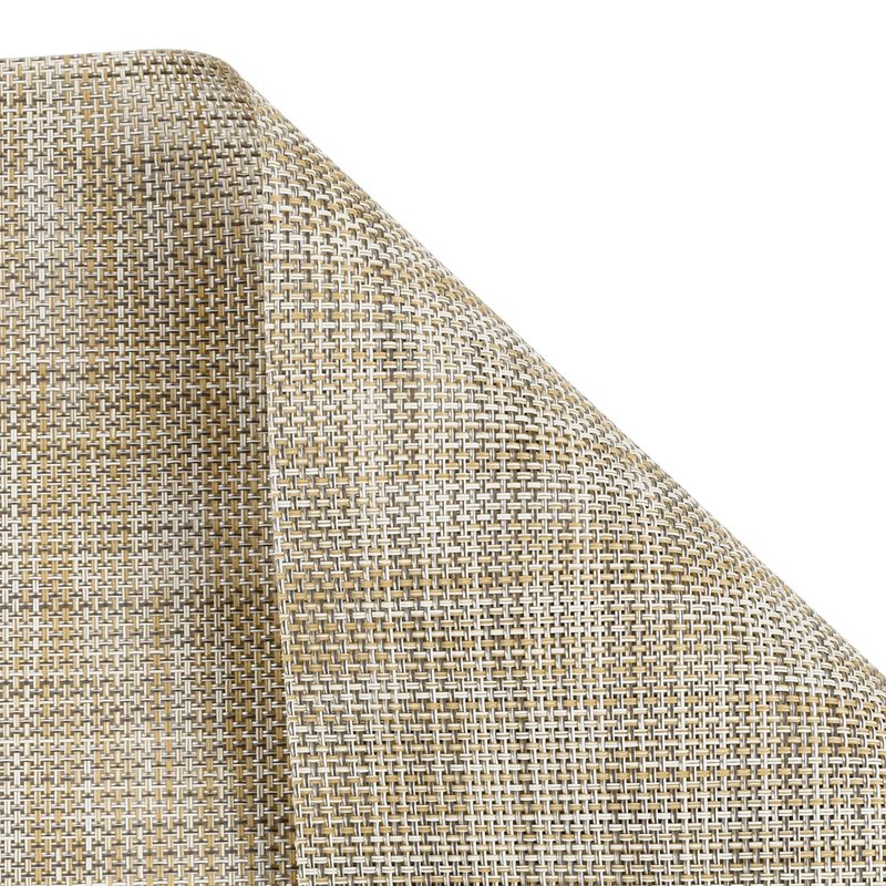 SHACOS Placemats Set of 6 Woven Vinyl Place Mats Wipeable Heat Resistant Stain Resistant Table Mats Indoor Outdoor, Beige