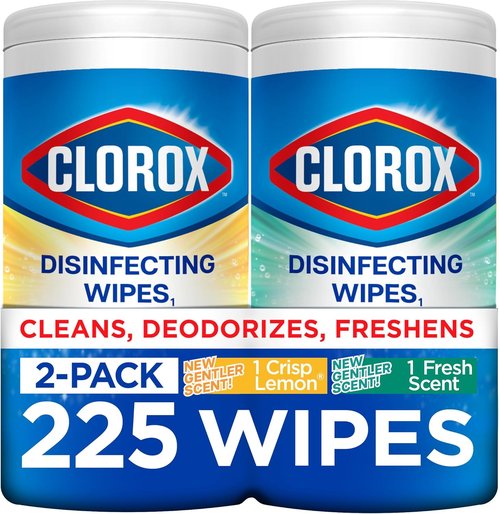 Clorox Disinfecting Cleaning Wipes - Bleach-Free Fresh Lemon Scent | 75 Count (Pack of 2)