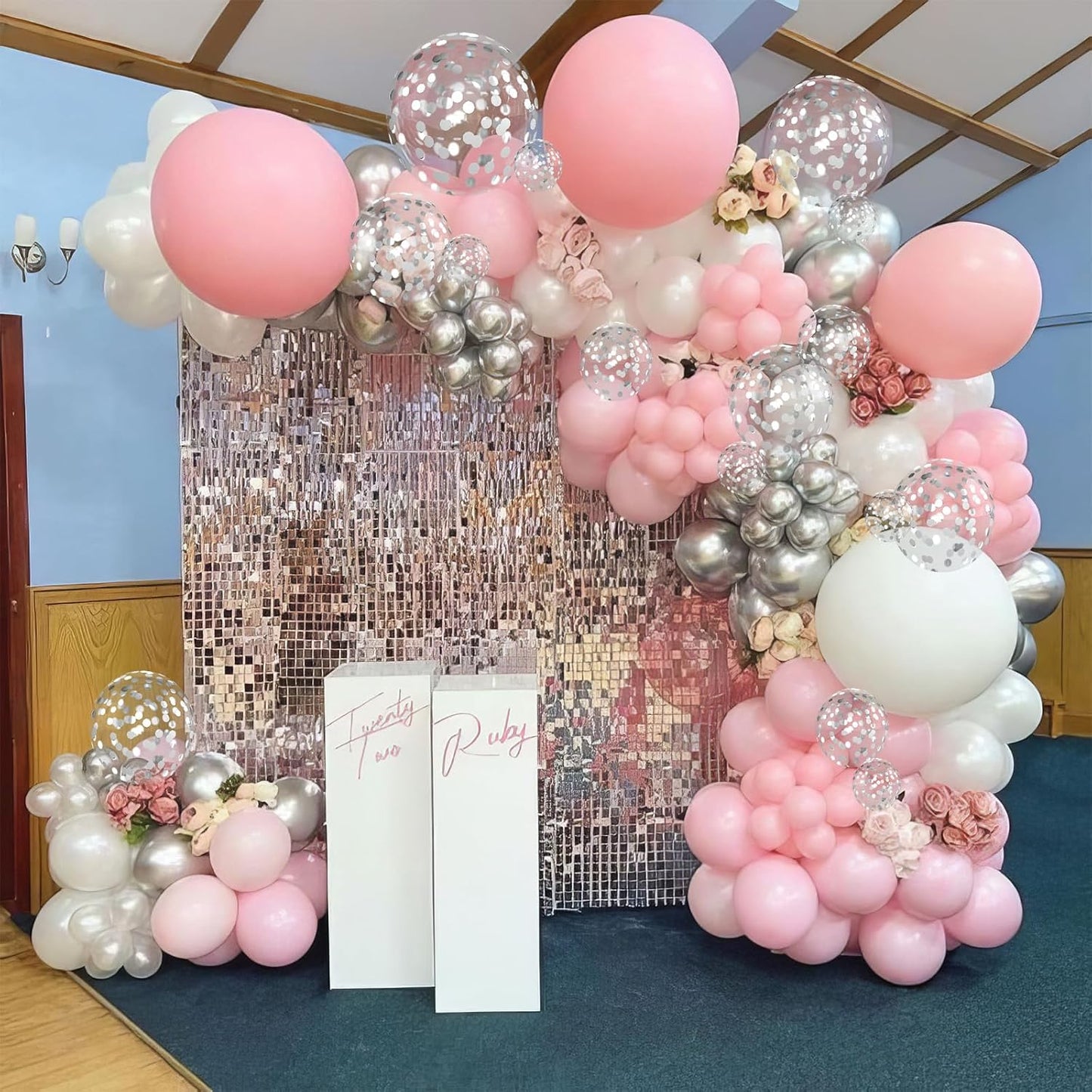 Skiennix Pink and Silver Balloons - Pastel Macaron Party Decor for Girls' Birthdays & Celebrations