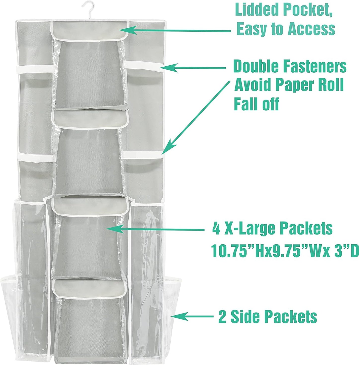 Simple Houseware Gift Wrap Organizer - Double-Sided Storage Pockets in Gray | Set of 1
