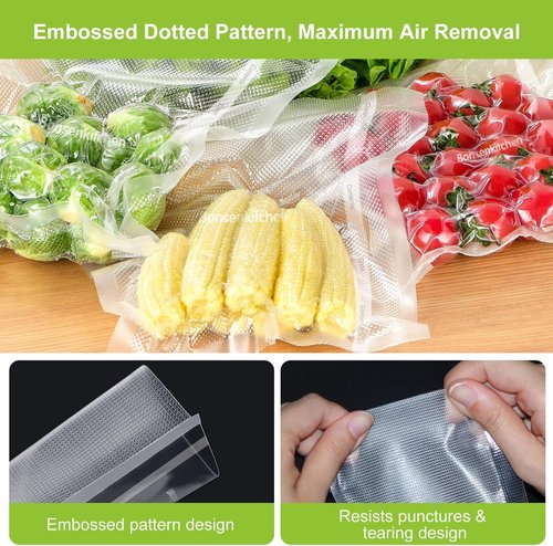 Bonsenkitchen Vacuum Sealer Bags - Heavy Duty 11" x 20' Rolls | BPA Free Food Storage & Sous Vide Cooking
