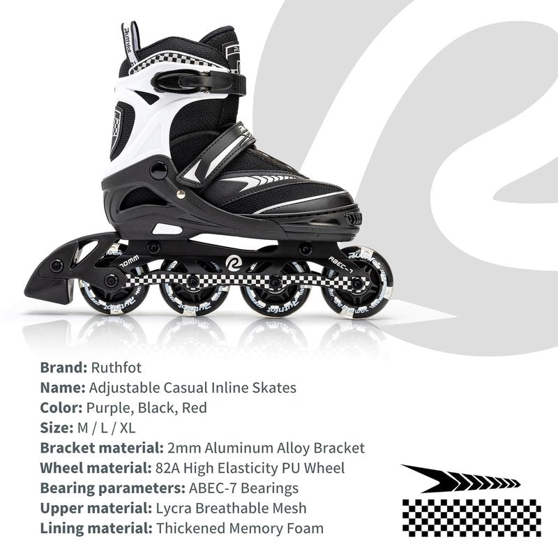 Ruthfot Adjustable Inline Skates for Boys and Girls with Full Light Up Wheels, Outdoor Rollerskates for Kids and Women