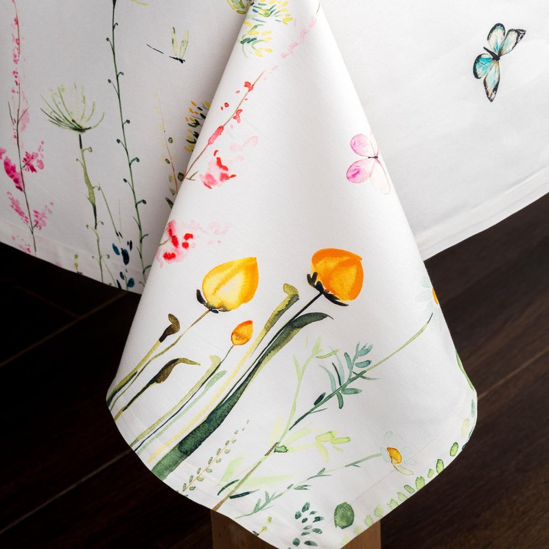 Maison d' Hermine Table Cloth Rectangle Table 100% Cotton 60 x 90 Inches Tablecloth Reusable Decorative for Dining Kitchen Room Farmhouse Home Gifts for Mothers Day Spring Summer - Botanical Fresh