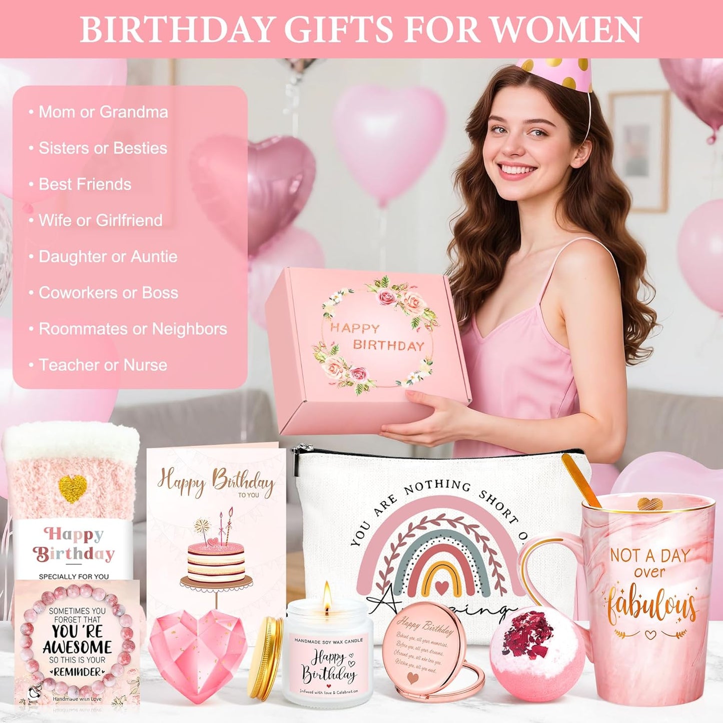 Regine Switzerland Birthday Gift Basket - Unique Pink Gift Box Set for Women | Perfect for Friends, Mom, Sister, and More