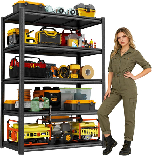 Skiennix Heavy-Duty Garage Shelving Unit - 5-Tier Adjustable Metal Storage Rack | 3000 LBS Capacity, 35.4"W x 17.7"D x 71.2"H