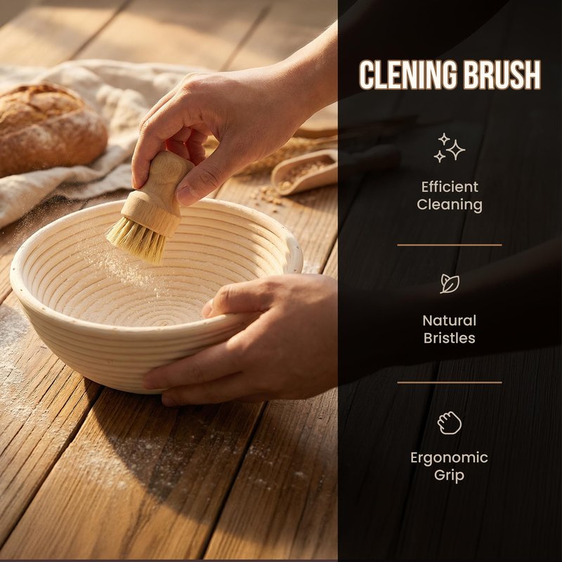 Kook Banneton Bread Proofing Set, Artisan Sourdough Bread Making Kit with Round & Oval Rattan Baskets, Liners, Dough Scrapers, Scoring Lame + Blades, Brush & Dough Cover (Set of 2)