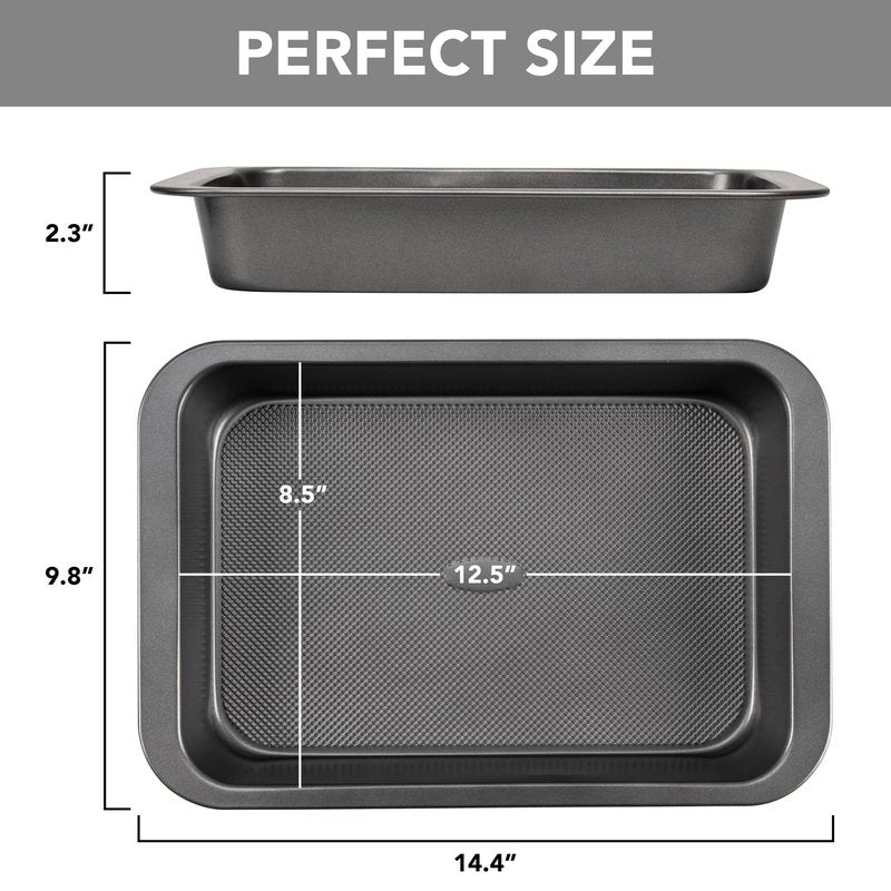 Tiawudi Cake Pan, Nonstick Baking Pan for Cake, Bread, Brownie or Lasagna, Heavy Duty Baking Dish with Diamond Texture Pattern and Wide Grips