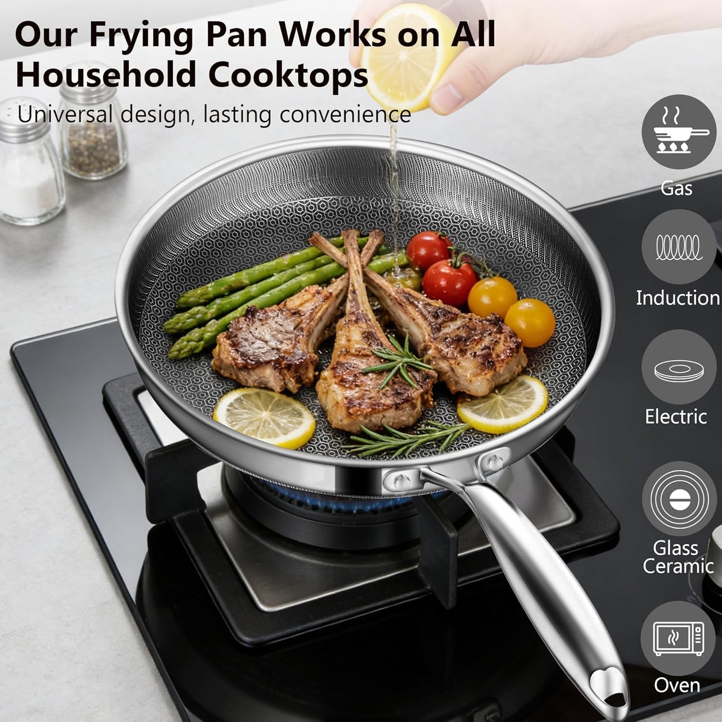 Skiennix Nonstick Frying Pan - 8-Inch Hybrid Skillet with Stay-Cool Handle | Dishwasher & Oven-Safe, PFOA Free