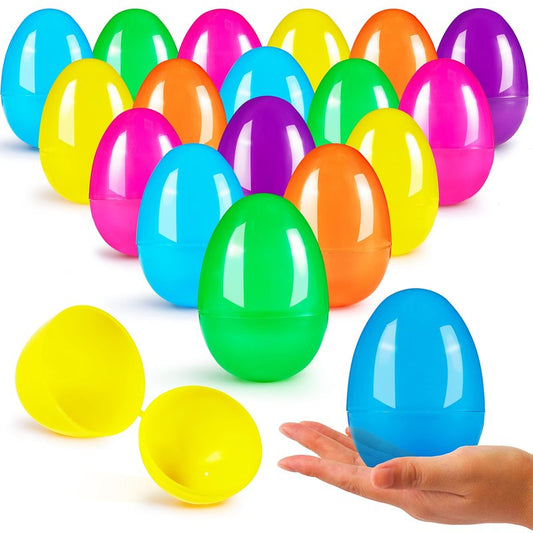 JOYIN 3.15" Easter Eggs, Fillable Plastic Eggs Empty Colorful Bright Eggshells with Hinge for Easter Hunt, Filling Treats, Party Favor, Basket Stuffers, Classroom Prize Supplies, 50 PCS