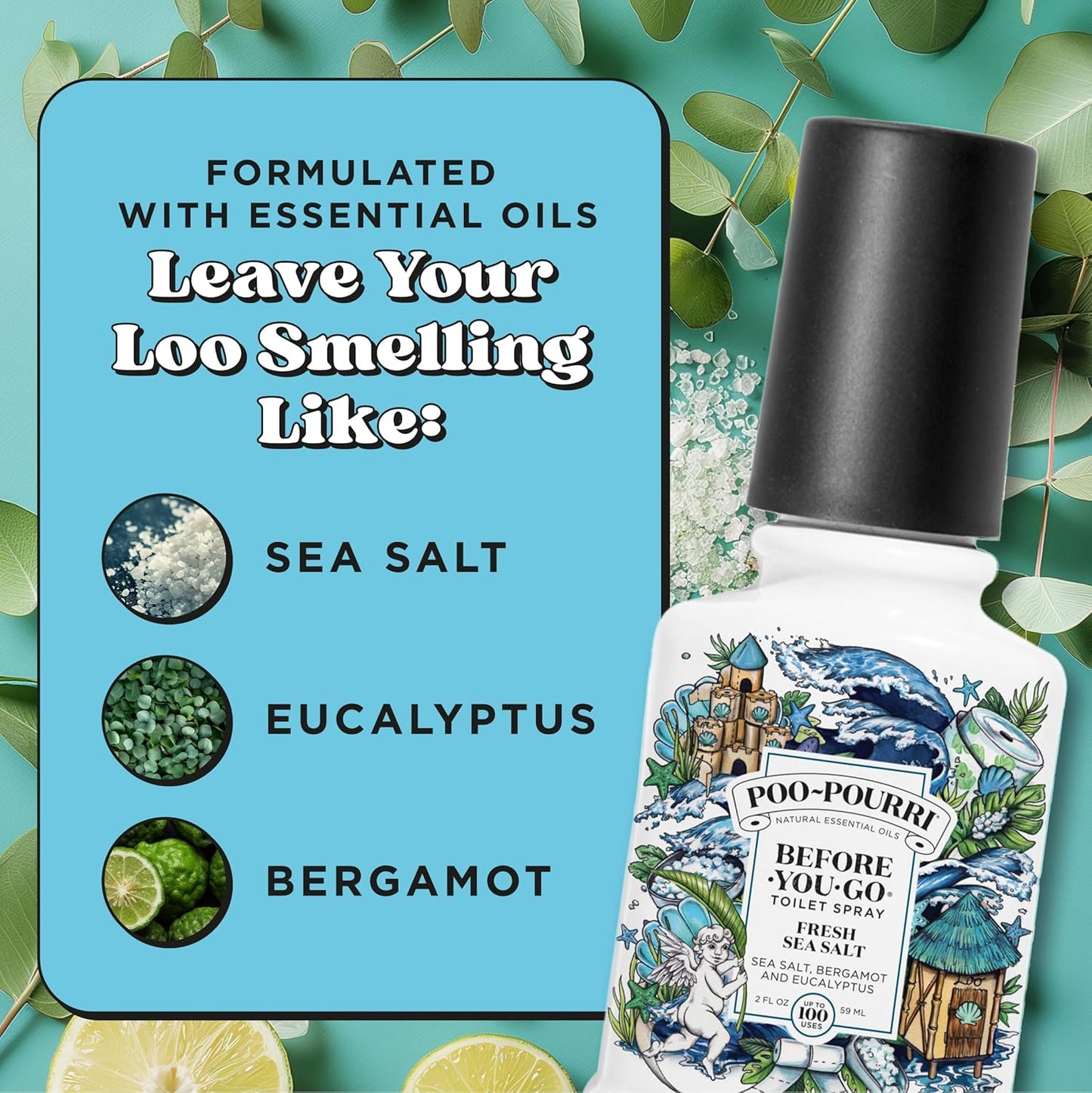 Poo-Pourri Toilet Spray - Fresh Sea Salt Deodorizer | 2 Fl Oz, Up to 100 Uses, TSA Approved
