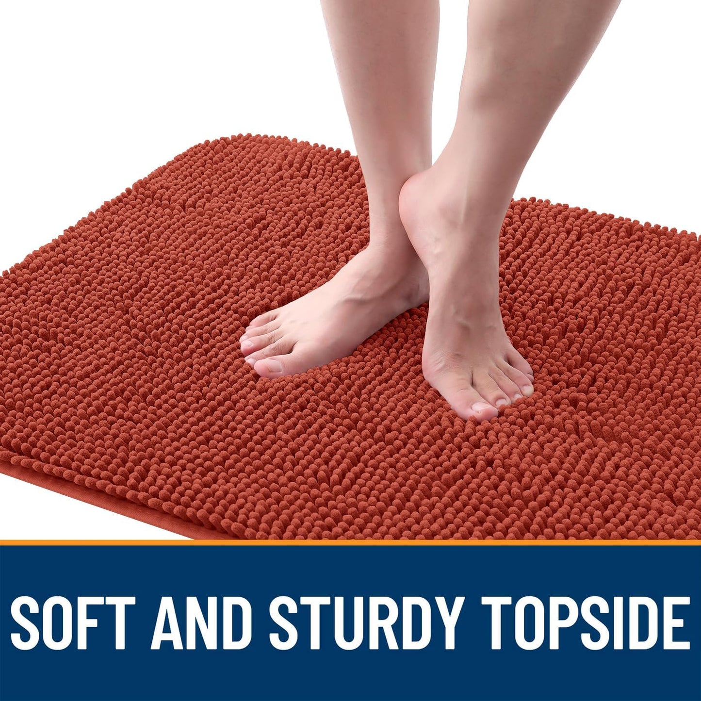 OLANLY Dog Door Mat - Absorbent Non-Slip Mud Mat for Indoor Use | 35x24, Quick Dry Chenille, Maple Red