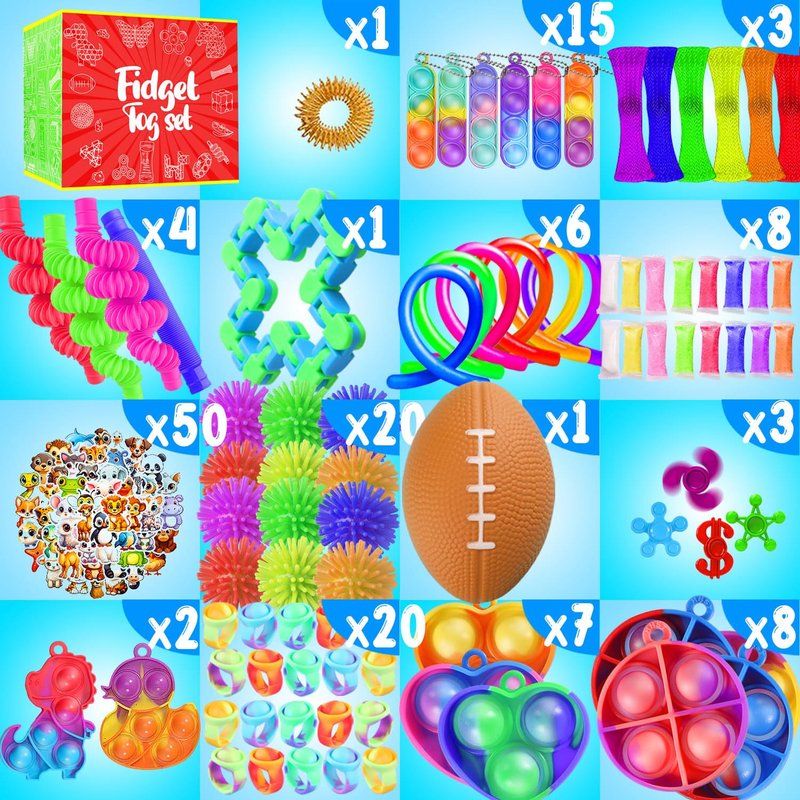 Fidget Toys, 160 Pack Party Favors for Kids 8-12 4-8, Sensory Toys Bulk Autism Autistic, Treasure Box Toys for Classroom, Stocking Stuffers, Goodie Bag Stuffers, Christmas Birthday Gifts Prizes