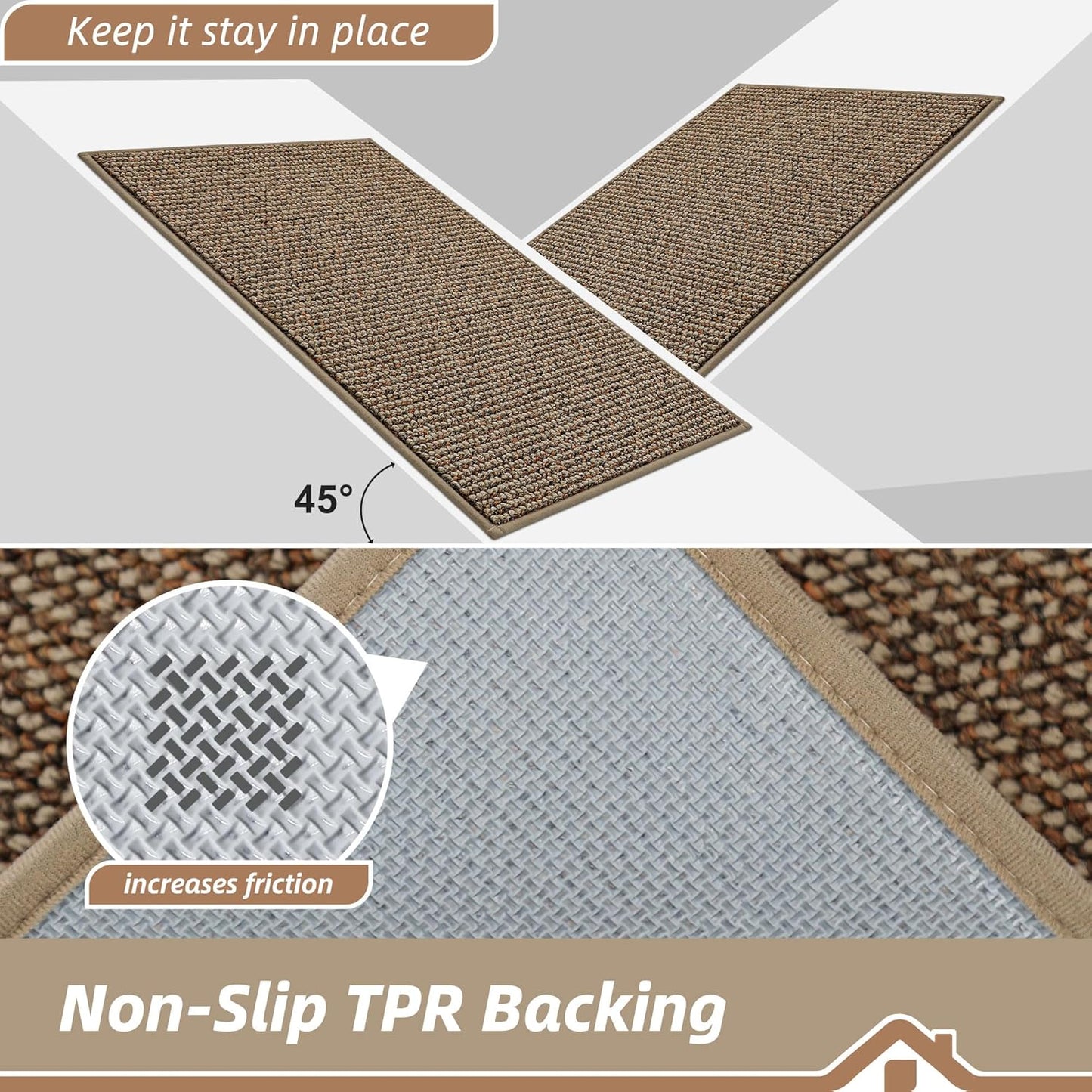 BEQHAUSE Dirt Trapper Door Mat - Non-Slip Washable Entrance Mat | 20" x 32" Beige, Absorbent & Dirt Resistant