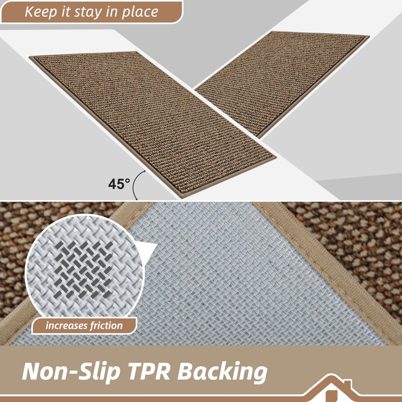 BEQHAUSE Kitchen Rugs and Mats 2PCS, Non-Slip Kitchen Mats for Floor, Absorbent and Stain Resistant Kitchen Runner, Machine Washable Rugs for Kitchen, Laundry & Sink, 20"x32"+20"x48", Taupe
