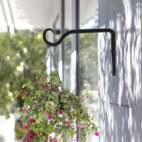 BOLITE Plant Hangers - 6 Inch Indoor/Outdoor Wall Hooks for Planters & Decor | 2 Pack, Black