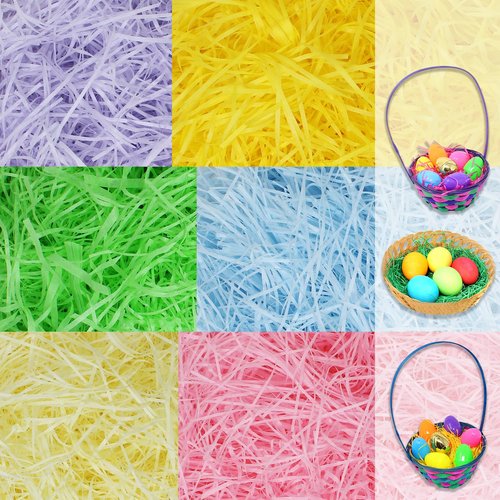 JOYIN 1.5 LB Easter Grass 24oz 6 colors Gift Wrap Crinkle Filler Paper Boxes Basket Stuffers, Recyclable Shred Paper for Egg Hunt Decor, Wedding Birthday Party Favors, Classroom Event Decoration