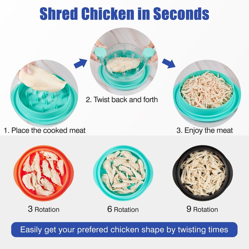 Chicken Shredder Tool Twist: 2026 Pro Food-Grade Visible Meat Shredder with Strong Anti-Slip Base, Ergonomic Handle, Chicken Breast Shredder, Suitable for Pork Beef Chicken (Green)