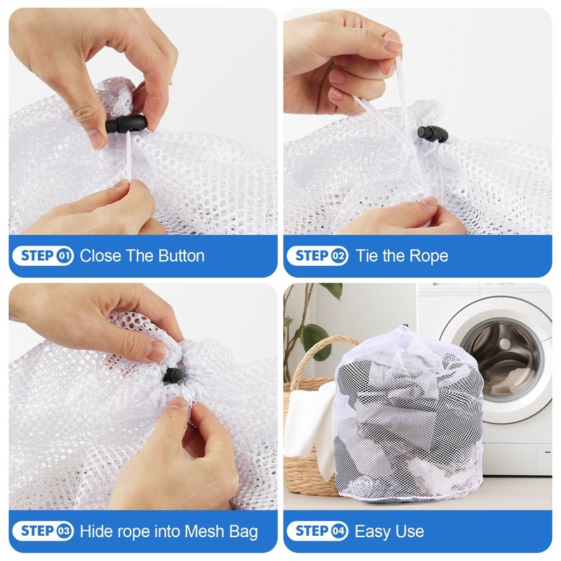 OKAKA 3Pcs Mesh Laundry Bags Washing Machine Mesh Wash Bags Jumbo for Delicates Clothes,Bed Linen,Toys with Drawstring Closure Sturdy(3 XXLarge 28 x 26 Inches)