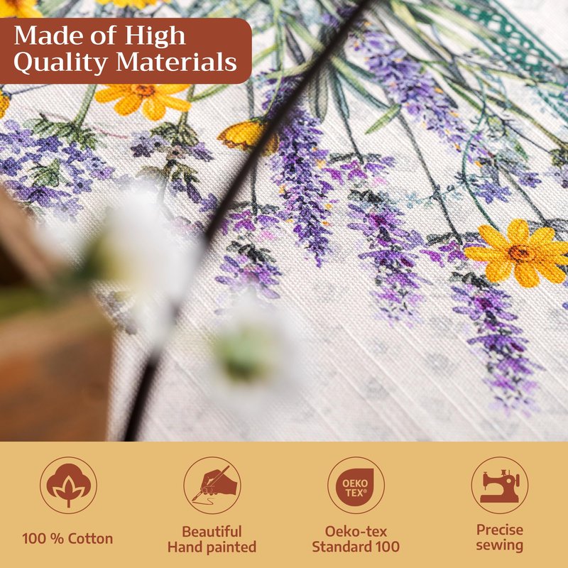 Maison d' Hermine Table Cloth Rectangle Table 100% Cotton 70 x 108 Inches Tablecloth Reusable Decorative for Dining Kitchen Room Farmhouse Home Gifts for Mothers Day Spring Summer - Fanny Lavender