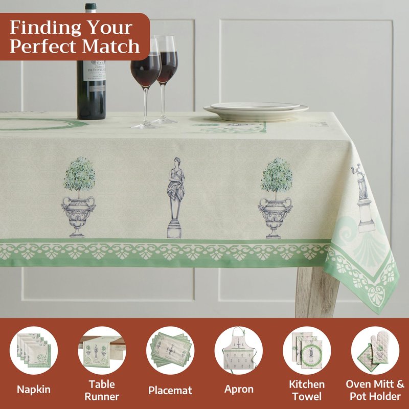 Maison d' Hermine Table Cloth Rectangle Table 100% Cotton 60 x 120 Inches Tablecloth Reusable Decorative for Dining Kitchen Room Farmhouse Home Gifts for Mothers Day Spring Summer - Jardin Du Roy