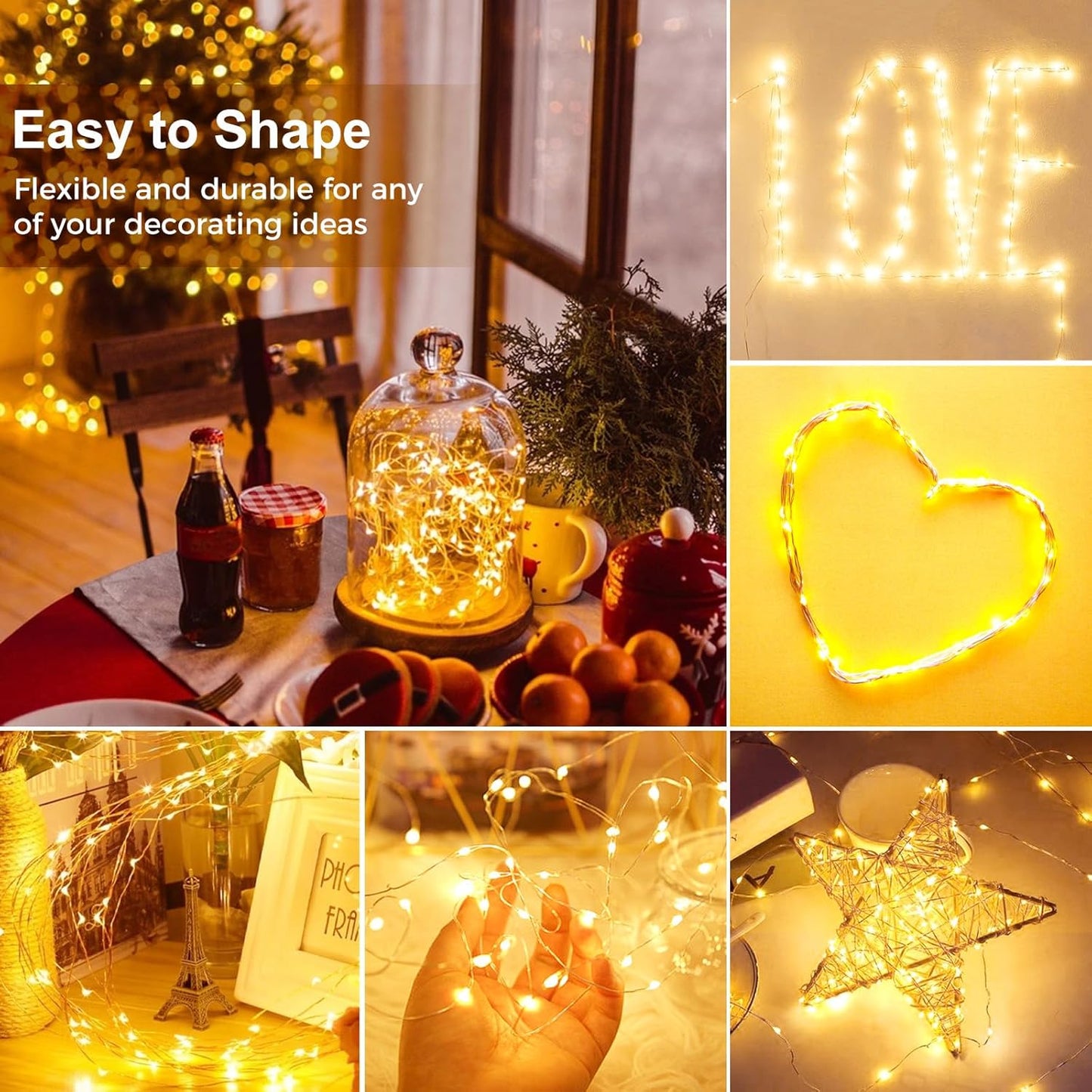 Kolpop 20 Pack LED Fairy Lights - Battery Operated Mini Twinkle String Lights | Waterproof Warm White for Christmas & Parties