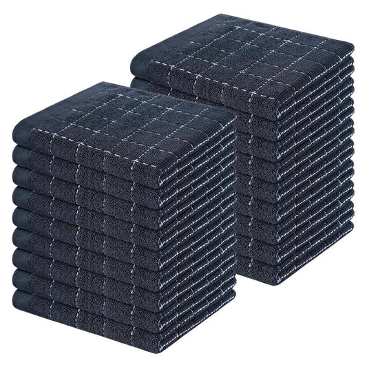 Homaxy 100% Cotton Terry Kitchen Dish Cloths, Ultra Soft and Absorbent Dish Towels for Kitchen, Suitable for Drying and Washing Dishes, 18 Pack, 12 x 12 Inches, Dark Grey