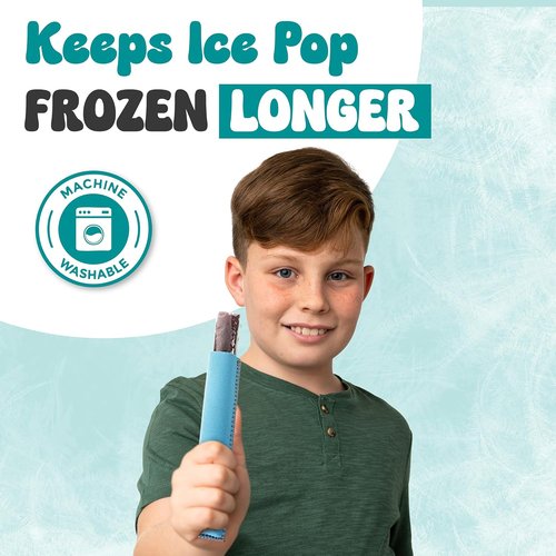 Insulated Neoprene Ice Pop Sleeves - 8-Pack Washable Popsicle Holders for Kids