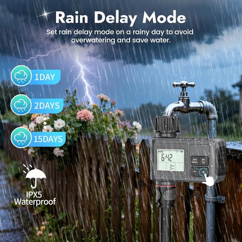 Insoma Water Timer - 1 Zone Outdoor Hose Timer with Auto/Manual/Rain Delay for Garden Irrigation