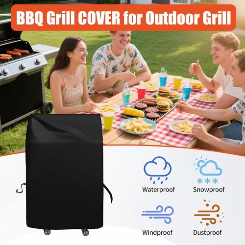 iCOVER 30-Inch Waterproof BBQ Grill Cover - Lightweight, Dustproof & UV-Resistant for Two Burner Smokers